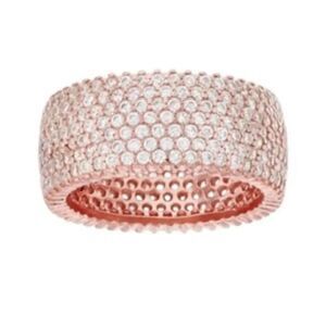 Macy’s 14k Rose Gold over sterling silver row multi row cubic zirconia Band Ring